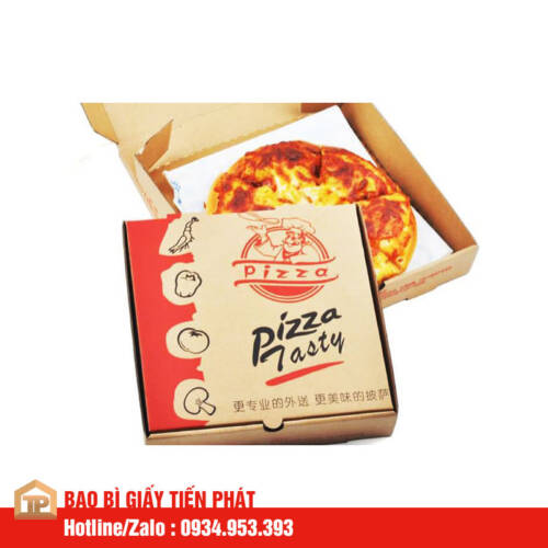 in hộp carton 3 lớp đựng pizza